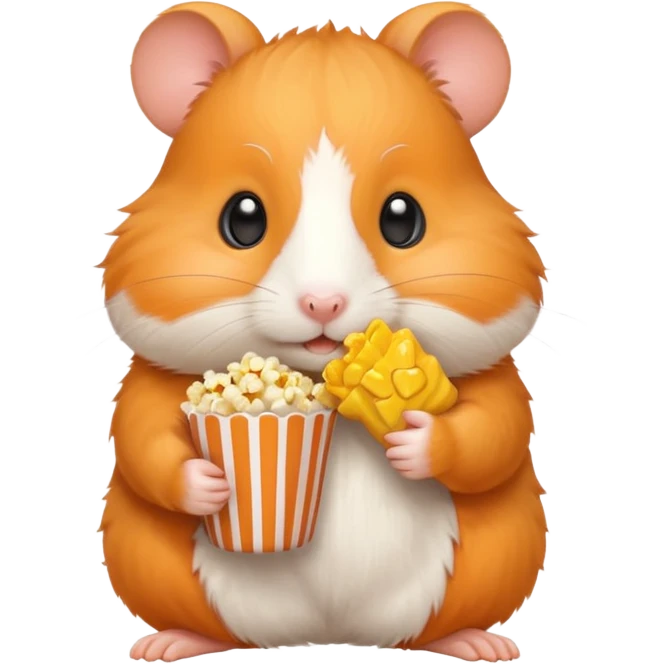 orange hamster holding pop corn emoji