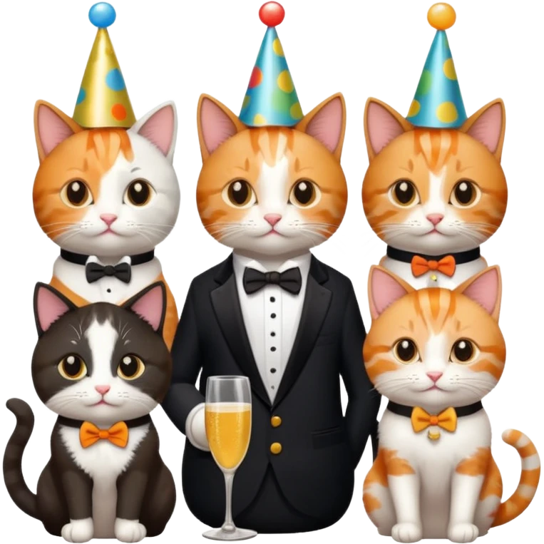 12 cats at a birthday party emoji