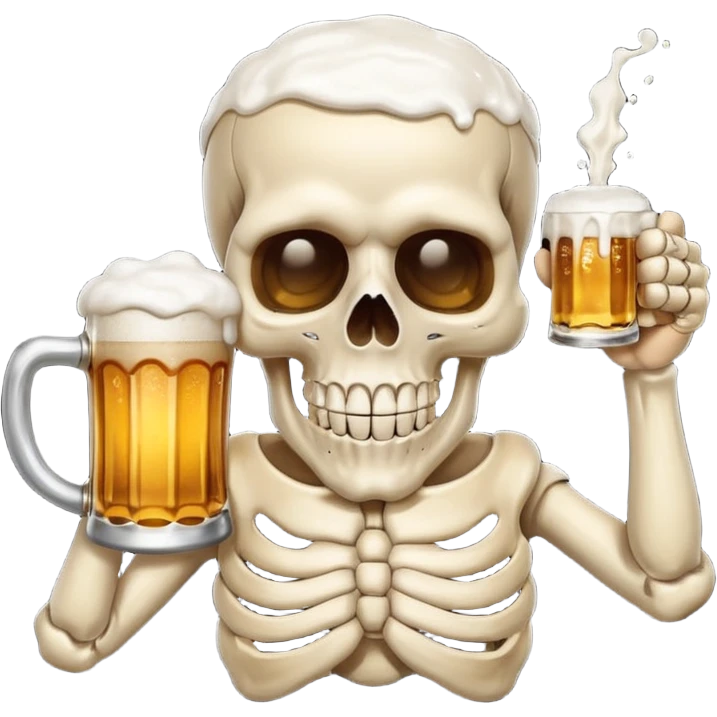 skull drinking beer emoji