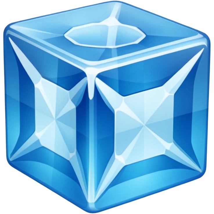 blue color single ice cube emoji