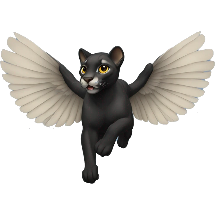 winged black puma flying emoji