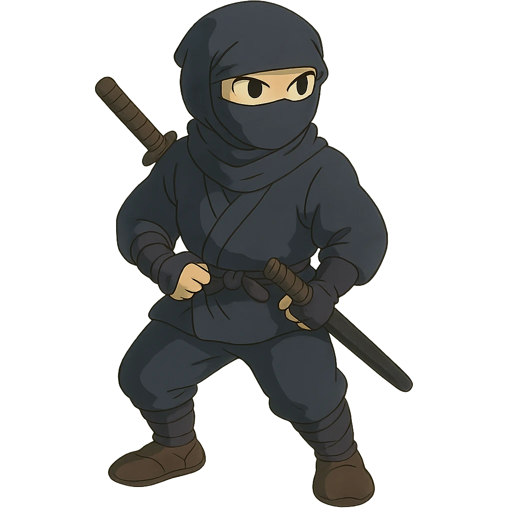 ghibli style masked ninja emoji