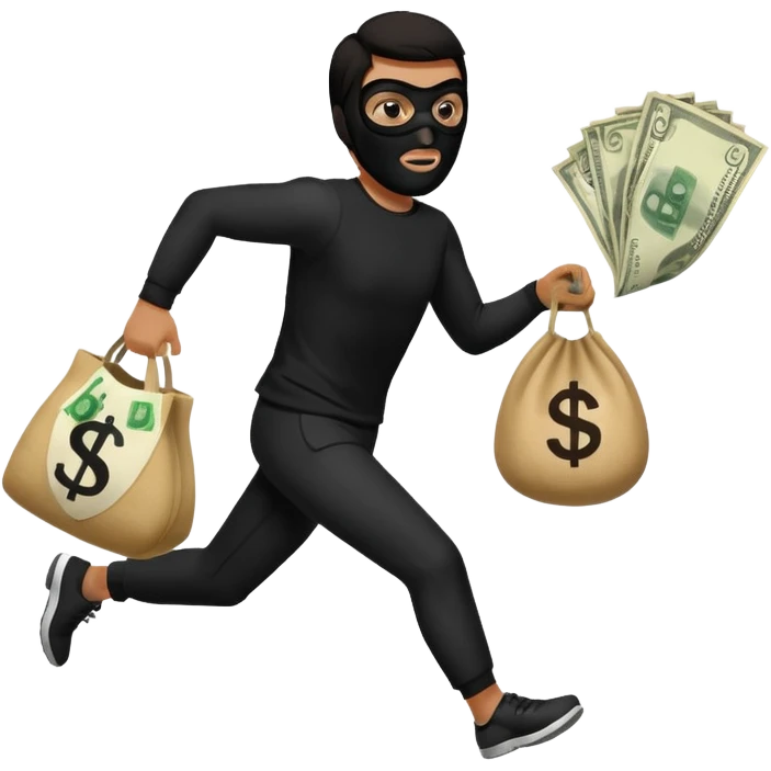 Thief running away with money bag  emoji