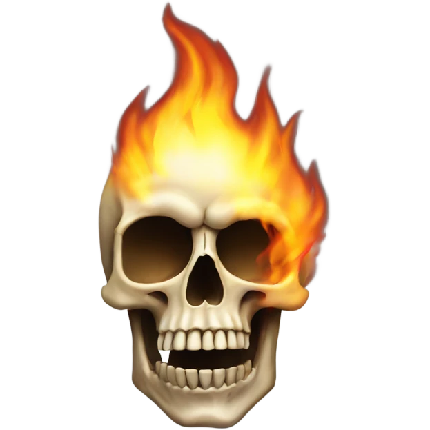 Skull head on fire smoking emoji