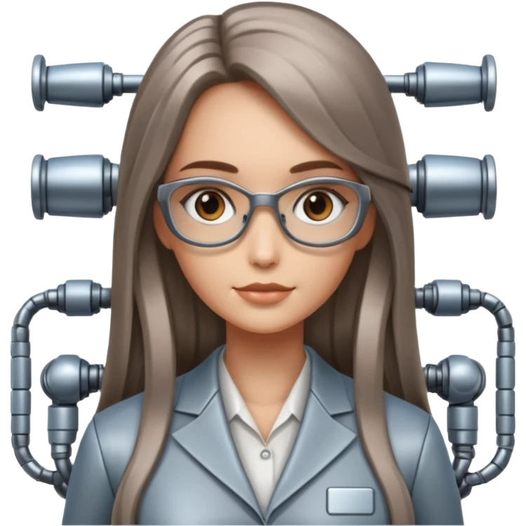 young robot woman librarian long hair emoji