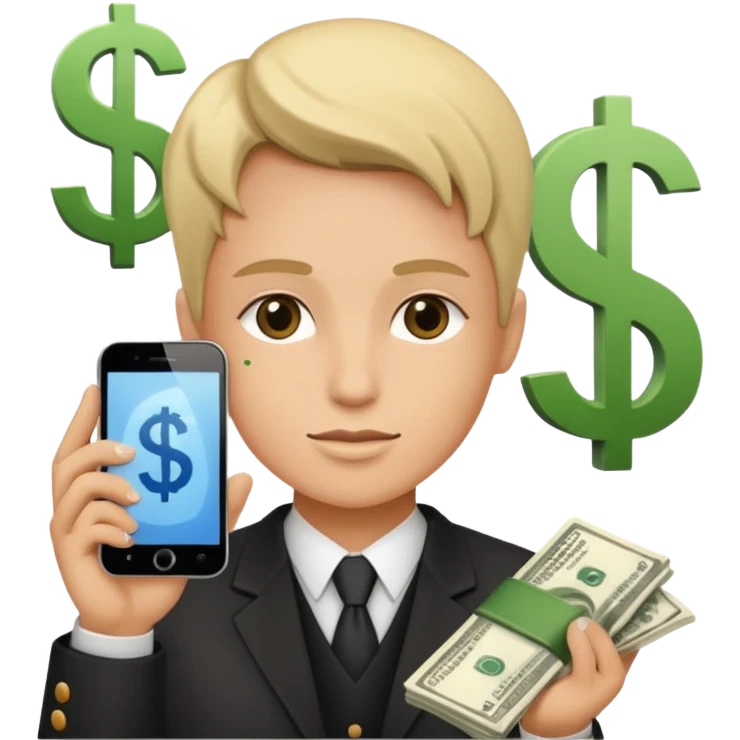Earn money show by human with mobile.show cash flow symbol.add traditional way of look like emoji