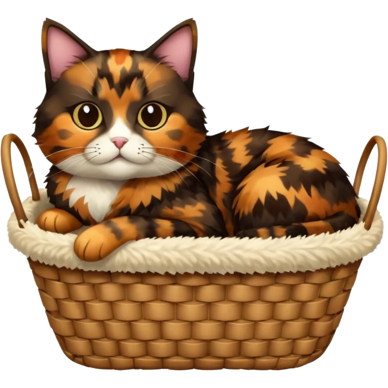 Tortoiseshell cat in basket emoji