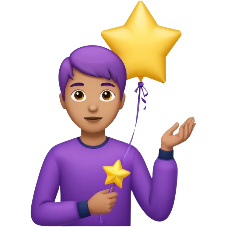 holding purple yellow star balloon emoji