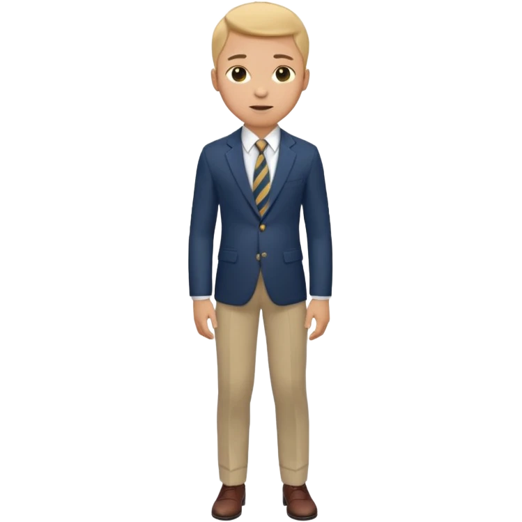 Young man, tailored trousers, a crisp button-down shirt, a blazer, and tie

 emoji