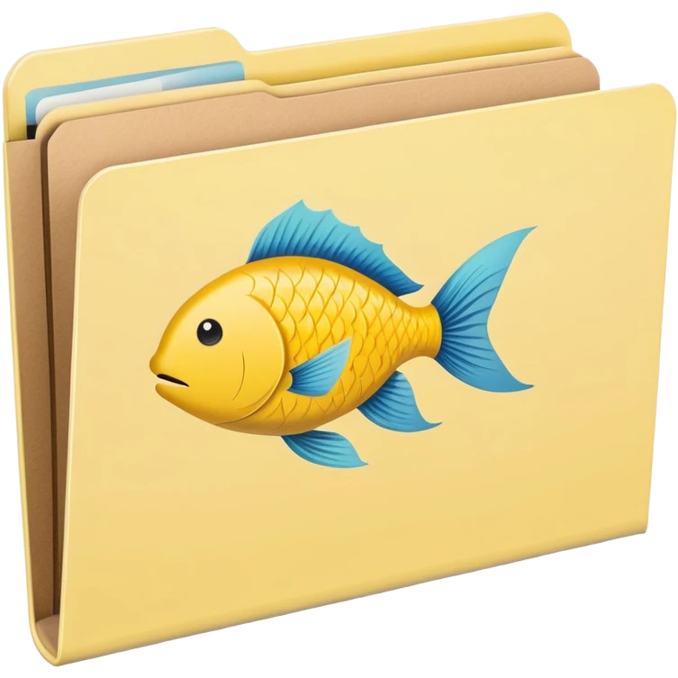 pastel yellow file folder with fish on the cover  emoji
