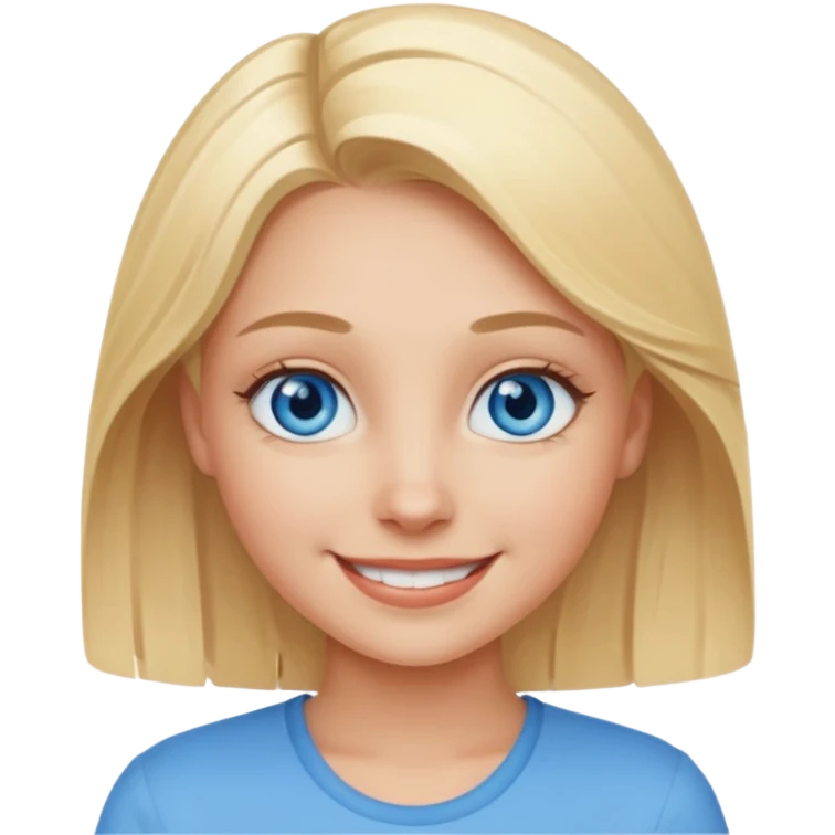smiling blonde girl with blue eyes emoji
