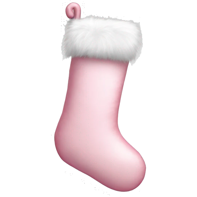 realistic light pink christmas stocking with a white fur top emoji