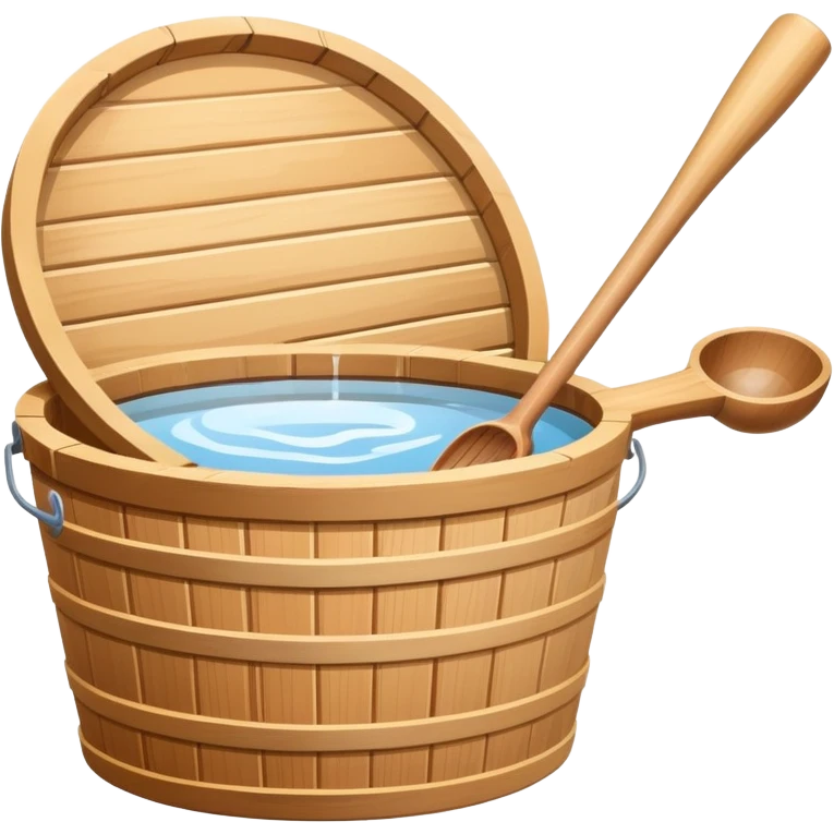 Sauna wooden bucket and ladle emoji