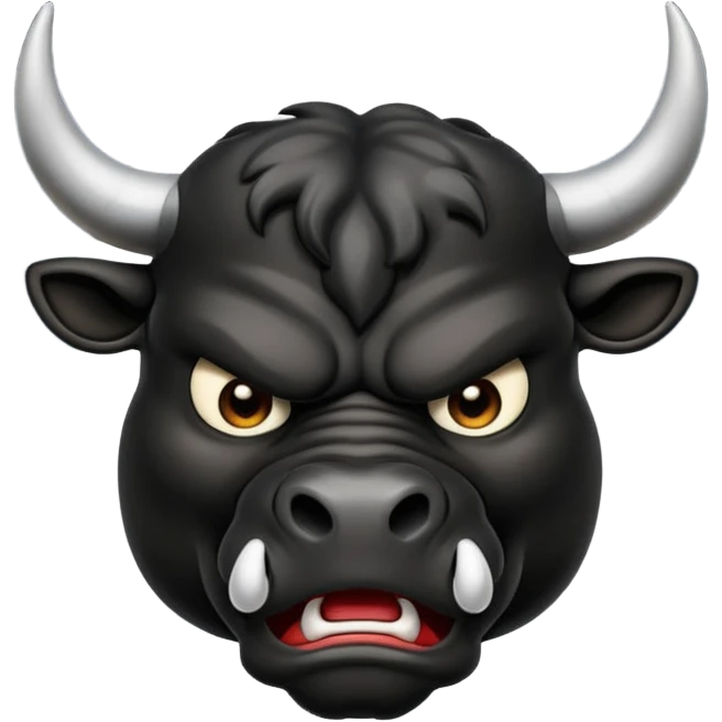 Emoji angry powerful black bull steaming from nose emoji