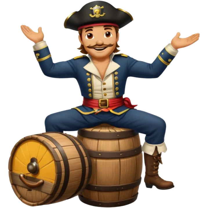 Captain Morgan with his foot up on a barrel emoji