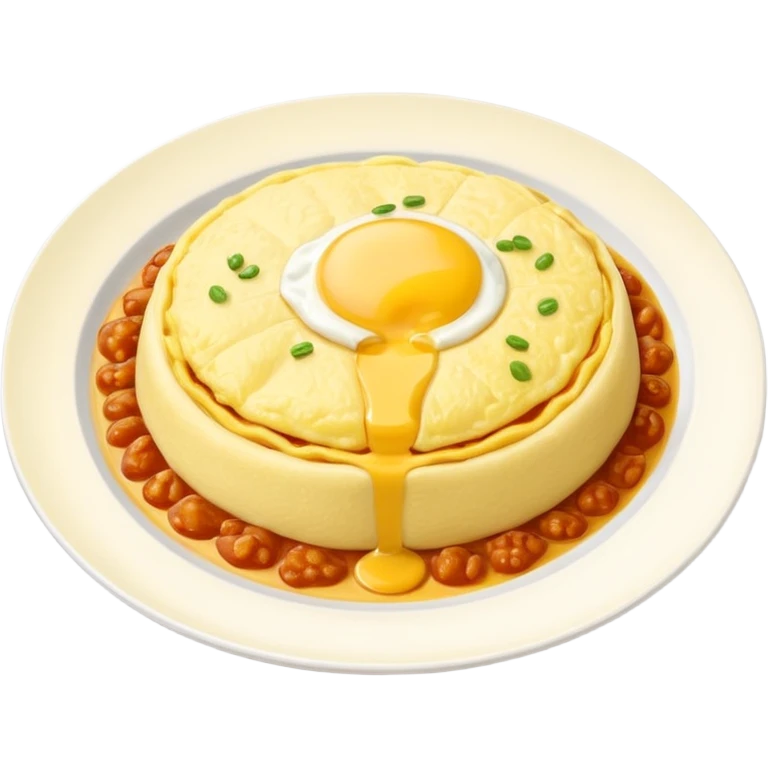 Tasty omurice dish on a big plate (no tomatoes)   emoji