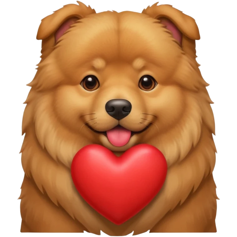 Golden Retriever/Chow Chow mix holding a large heart in its mouth emoji