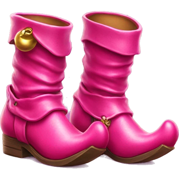 Realistic isolated hot pink elf boots with bells. emoji