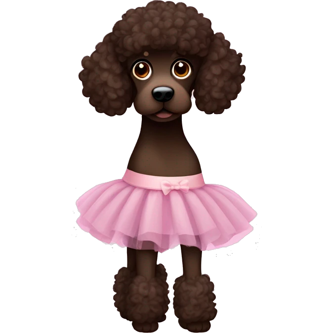 Dark Brown poodle wearing a ballet tu tu emoji