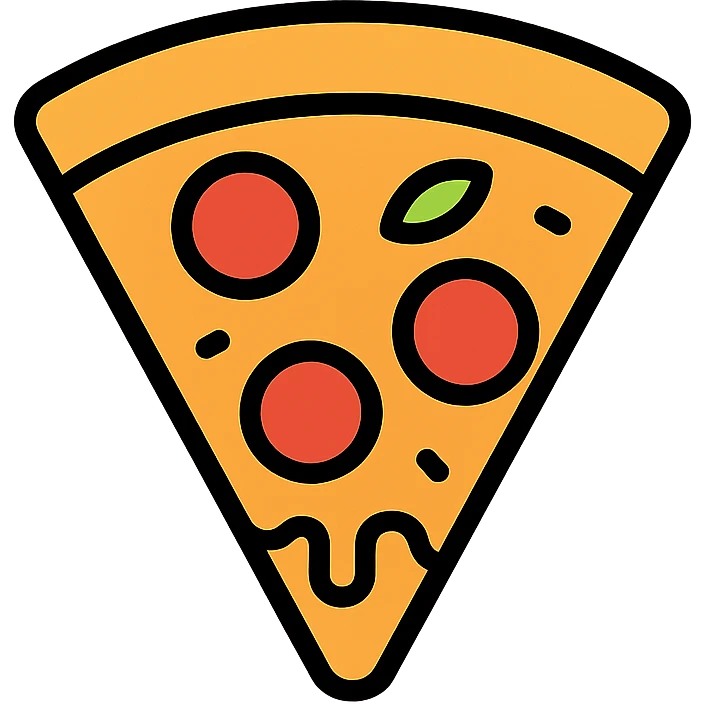 colorful outlined icon of a pizza slice emoji