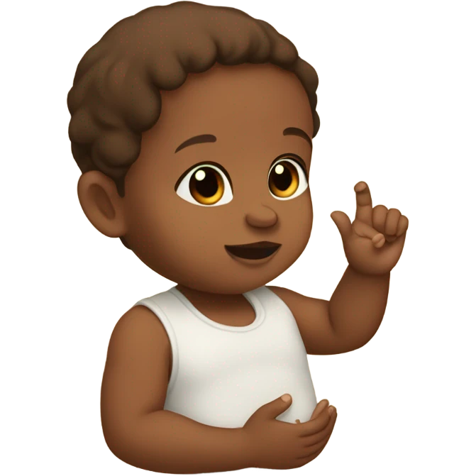 brownskin baby holding up the ring finger emoji