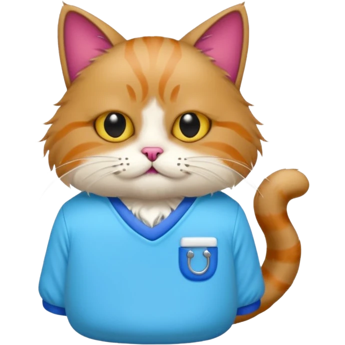 Weird cat wearing skibidi toilet shirt emoji