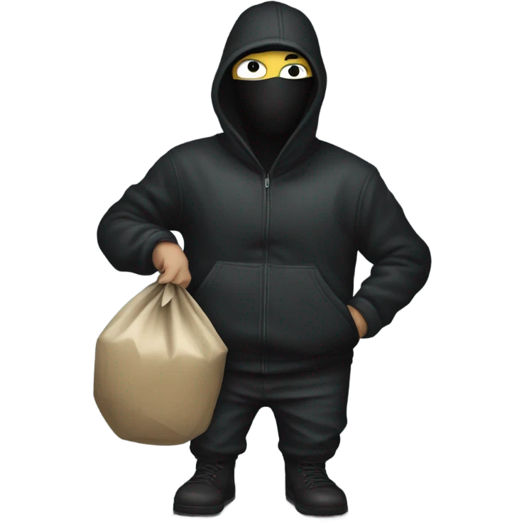 robber sneaking away with a large bag of money emoji