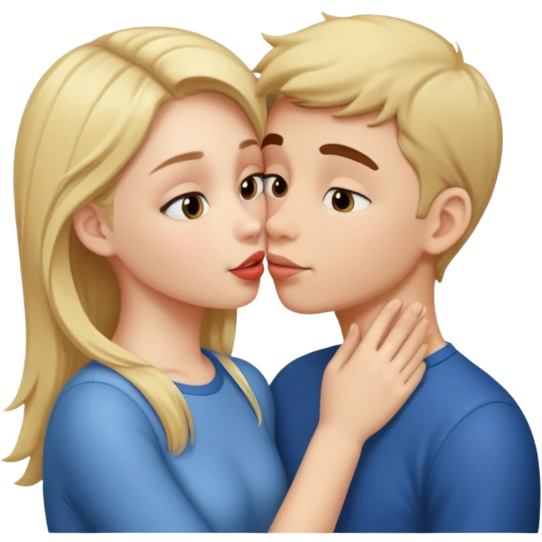 Girl kissing boy cheek emoji