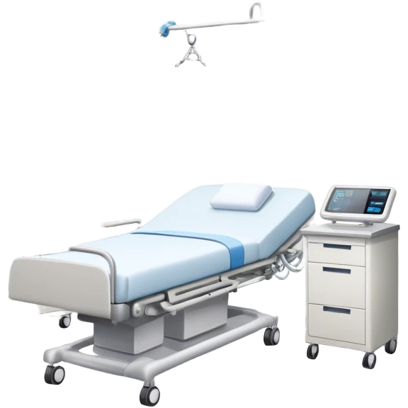 Hospital sleep laboratory with hospital bed, sleep monitoring equipment, medical staff, EEG monitors, and hospital room features emoji