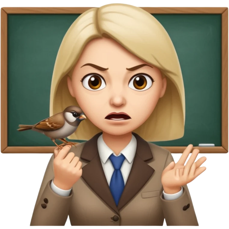 Angry teacher will scold Sparrow in the Busi School emoji