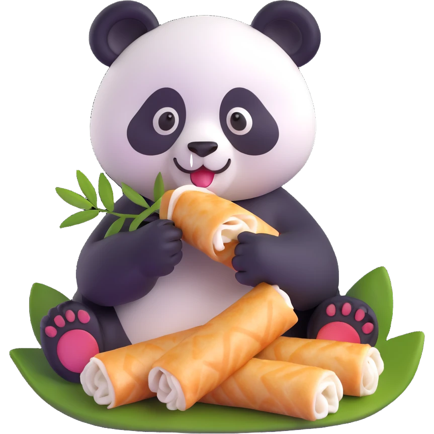 panda eating spring rolls emoji