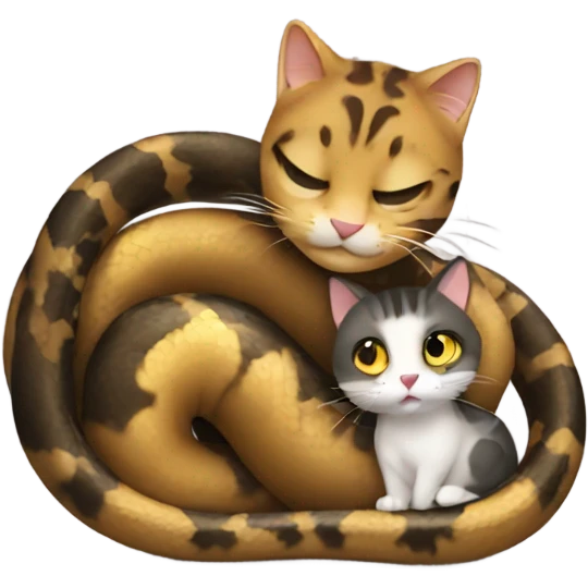 A snake hugging a cat  emoji