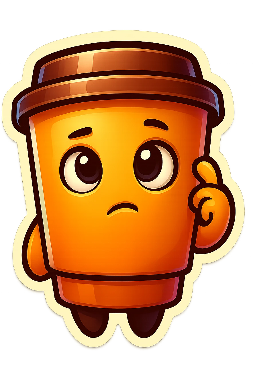 Tall coffee cup, pondering, thinking emoji