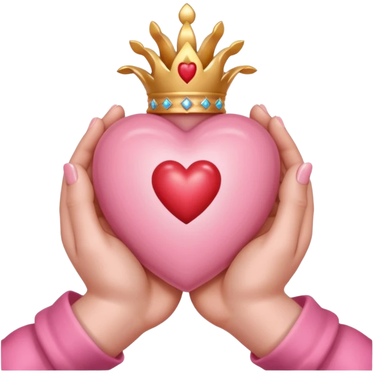 hands holding a baby pink sacred heart  emoji