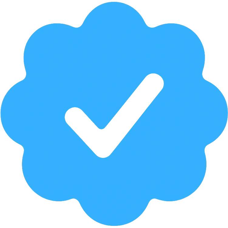 verified blue tick badge, flat color style, Instagram inspired emoji