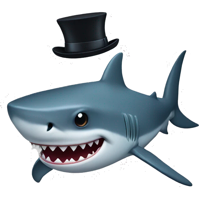 Shark with a top hat emoji