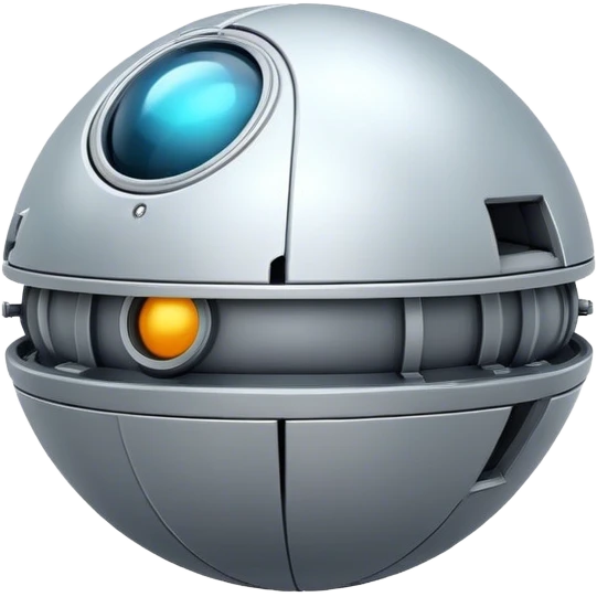 a simple, spherical spaceship shaped like a ball, with a smooth surface and minimalistic details. Use a plain background. emoji