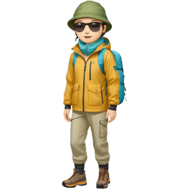 남미 여행에 가는 한국인의 전신을 그려줘! 바로 하이킹 갈 수 있을 정도로 잘 입은!

상체

🧥 방풍·방수 재킷 (고지대·우유니 필수)

👕 얇은 레이어드 2~3벌 (일교차 대비)

하체

👖 편한 바지(청바지 X, 스트레치 추천)

신발

👟 접지력 좋은 운동화 (마추픽추 필수)

🥾 우유니: 방수 신발 or 장화

악세사리

🧣 넥워머·모자 (아침/저녁 체감 -5~10도)

🕶️ 선글라스 (우유니·사막지역 눈부심 강함)
 emoji