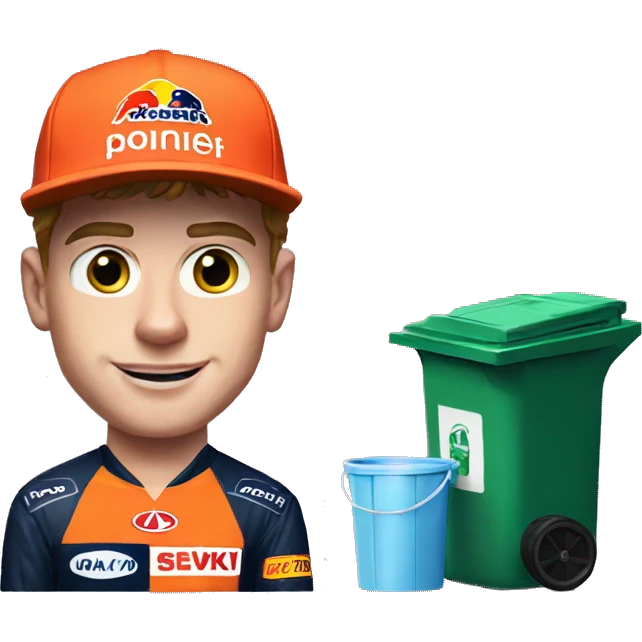 Max Verstappen max next to trash can emoji