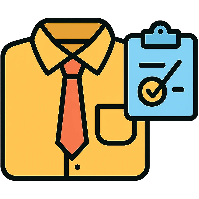 Outline of folded shirt with clipboard nearby – planning stylish work fits emoji