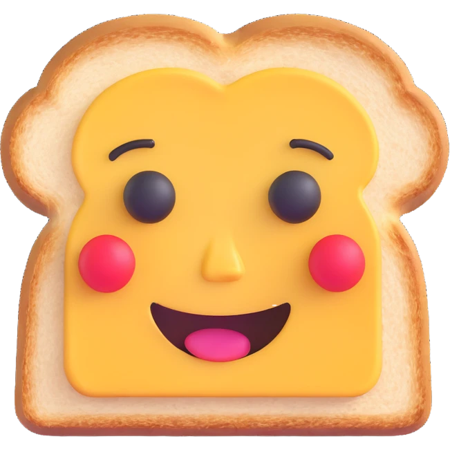 3D emoji style, surprised slice of toast winking emoji