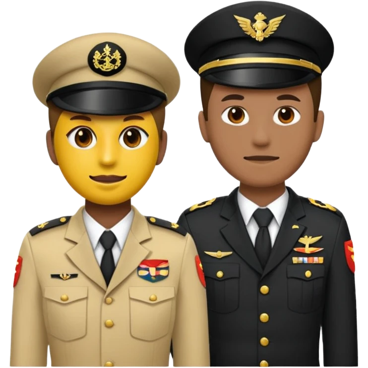 emoji wearing ACU on right half of body with AGSU on the left side of body emoji