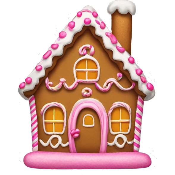 Gingerbread house with a pink bow  emoji