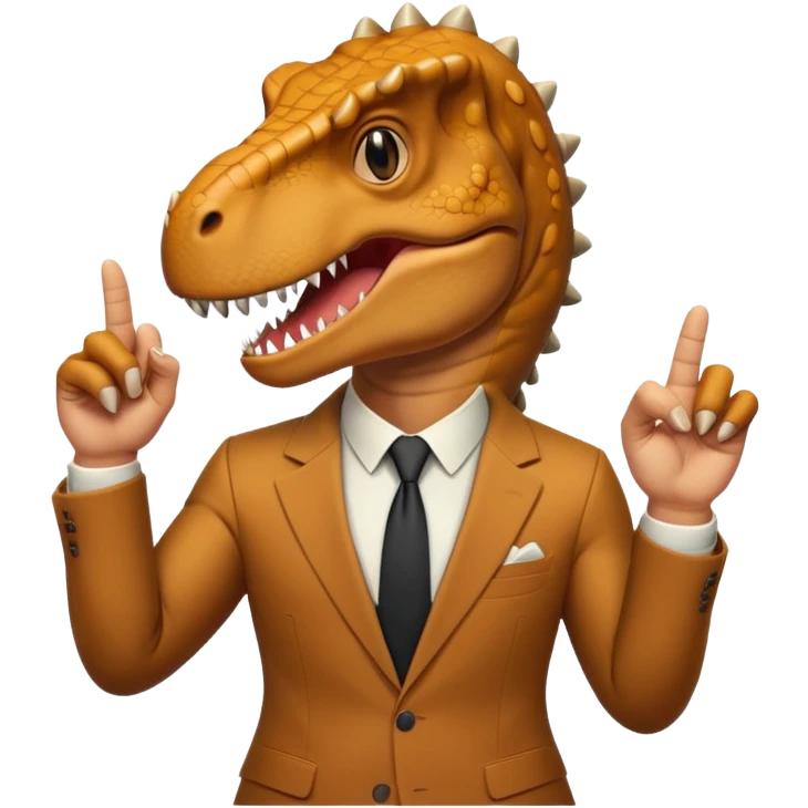 Trex in a suit middle finger emoji