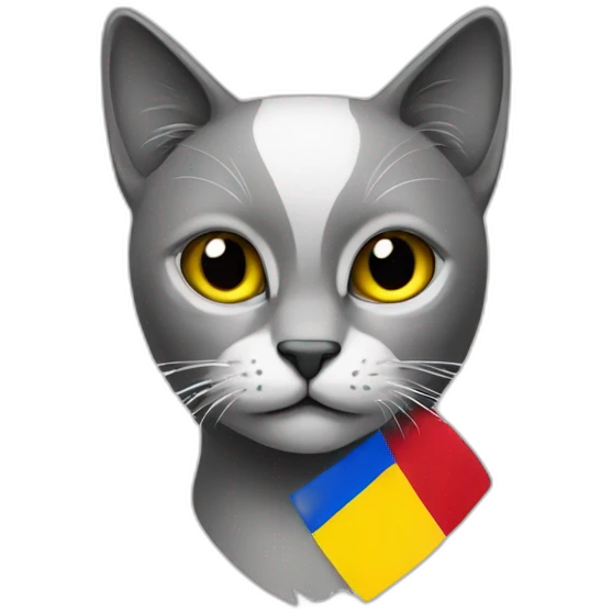 Cat black and white and Romanian flag  emoji