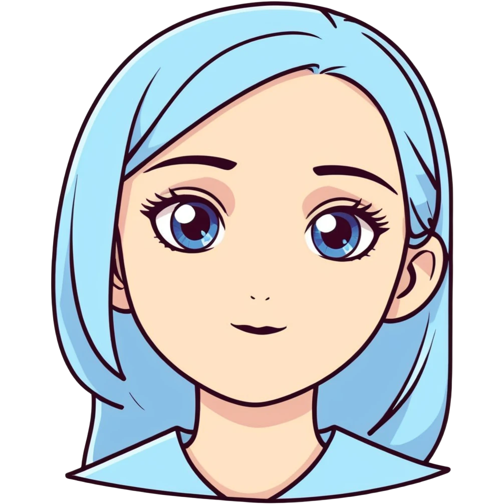 A girl with blue eyes outside emoji