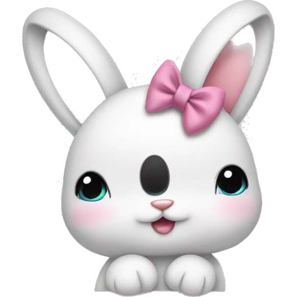 Baby bunny with coquette bow on ear emoji