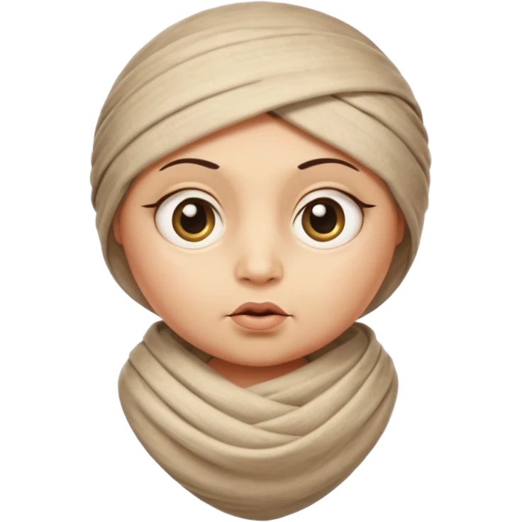 Mummy Cartoon: Chubby, friendly-looking mummy with oversized eyes and loose wrappings
 emoji