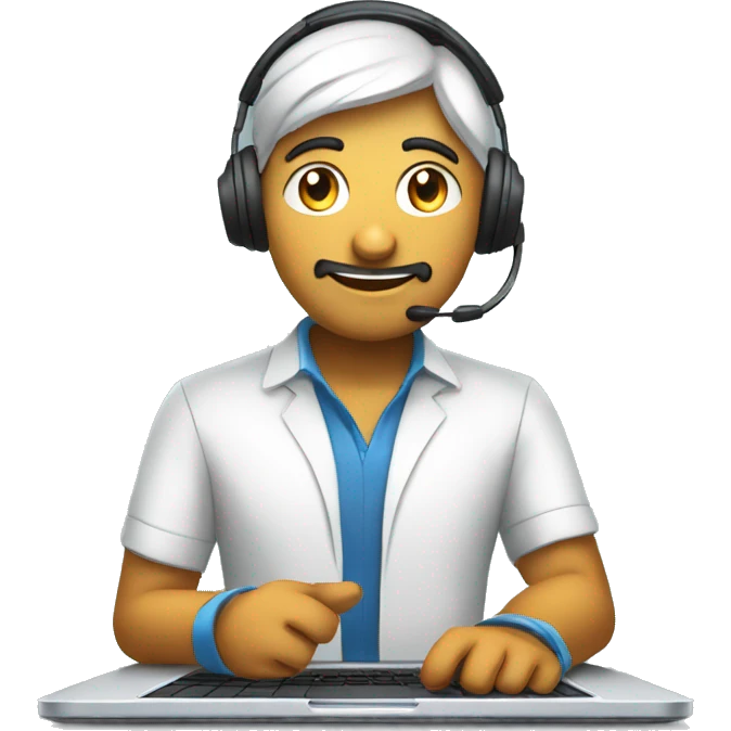 an indian online maths tutor teaching through the laptop wearing a headset emoji