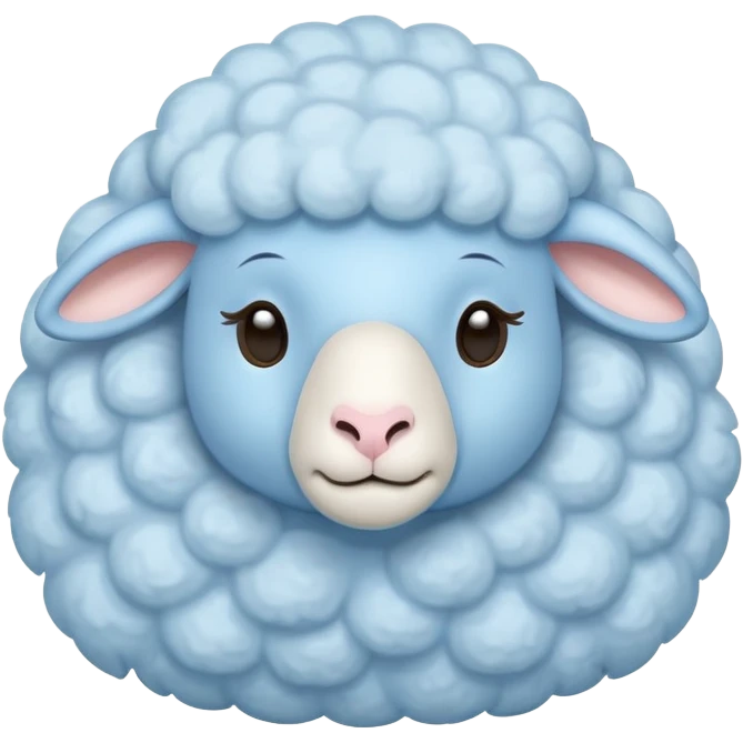 dreamy pastel blue sheep with fluffy wool and sleepy expression, like from a dream emoji